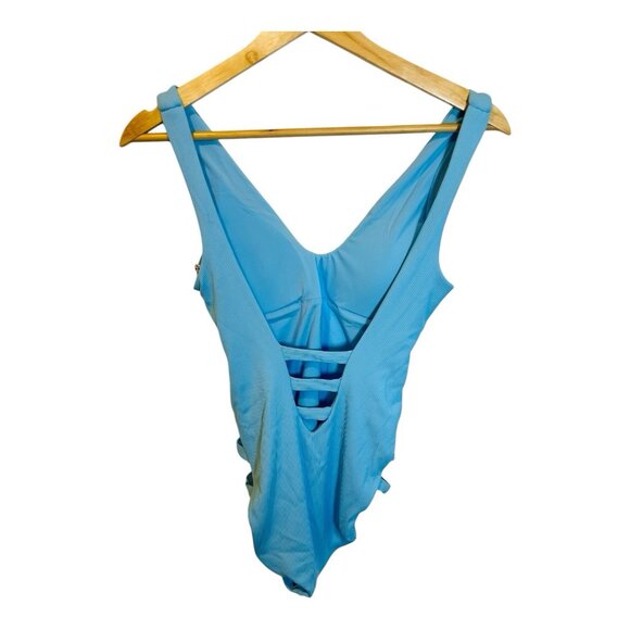 BECCA By Rebecca Virtue Color Prism High Leg One Piece Swimsuit Small Blue NWT - Picture 4 of 9